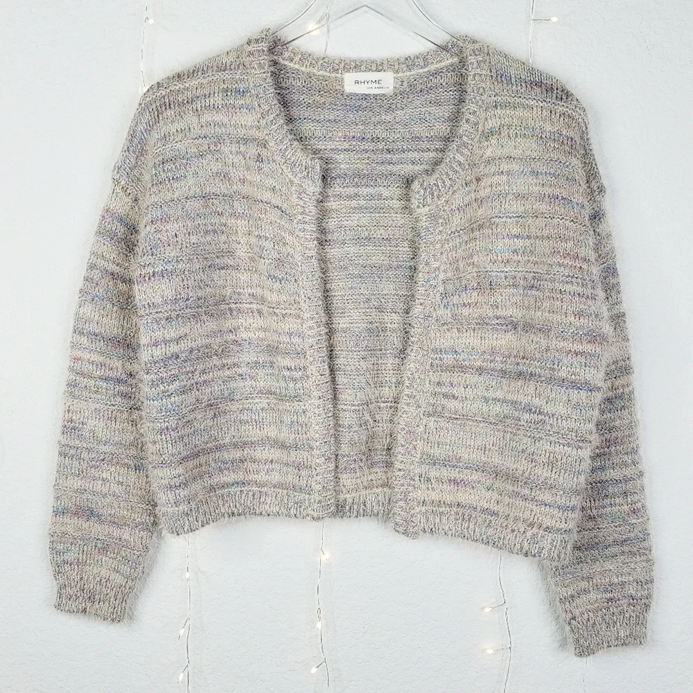 RHYME Metallic Knit Open Front Cardigan Jacket S - Picture 1 of 5